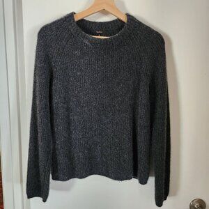 Quince 100% Cashmere Fisherman Crewneck Sweater Women’s Medium Charcoal Gray